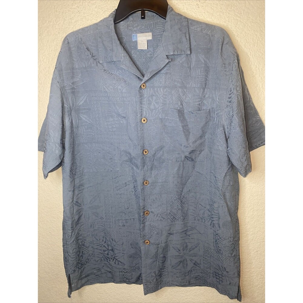 Half Moon Bay tropical hawaiian 100% Silk palm light boho Monochromatic M Shirt